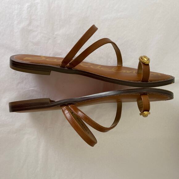 Sam Edelman Harlyn Toe Strap Sandals Size 7 Cognac Leather - Picture 8 of 12